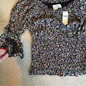 Anthropologie Smocked Floral Top